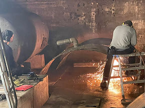 Skärning i metall från ett tidigare projekt.